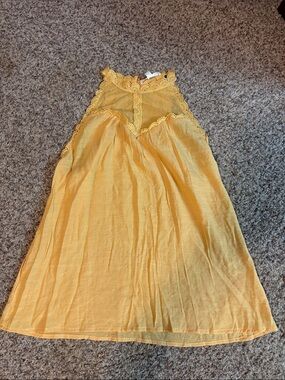 mine Yellow Lace Halter Tank Top
